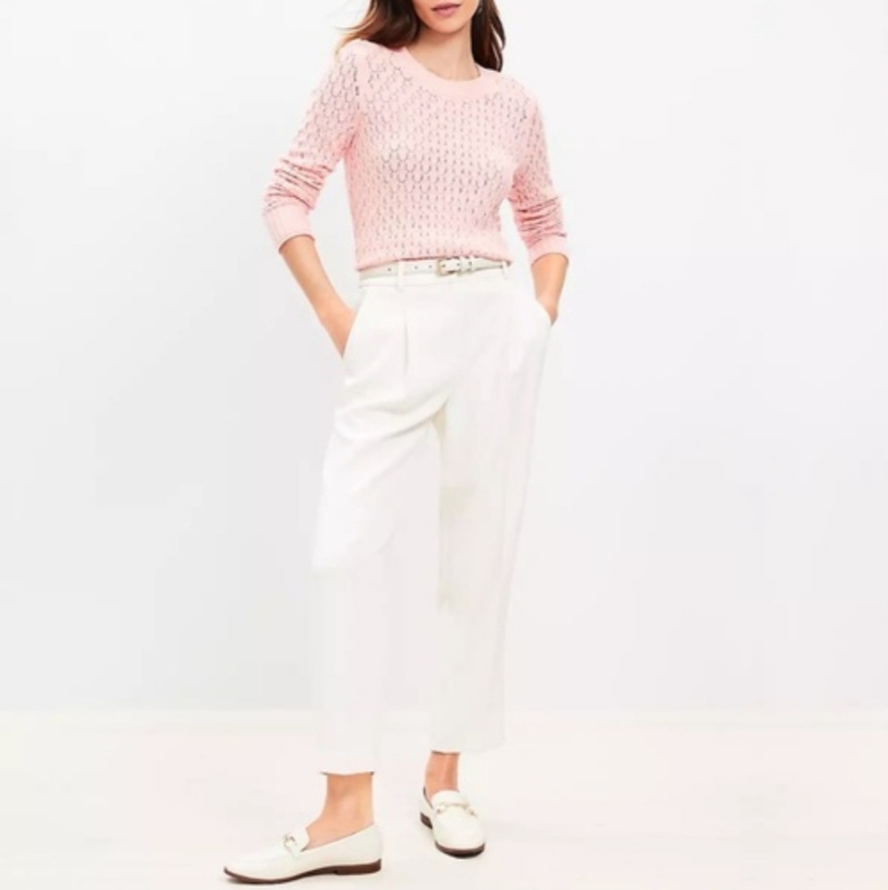 LOFT White High-Waist Crepe Trousers